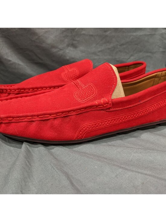 European Red Suede Driving Loafers With Rubber Sole Mens Size 43 Casual Slip-On main image 9